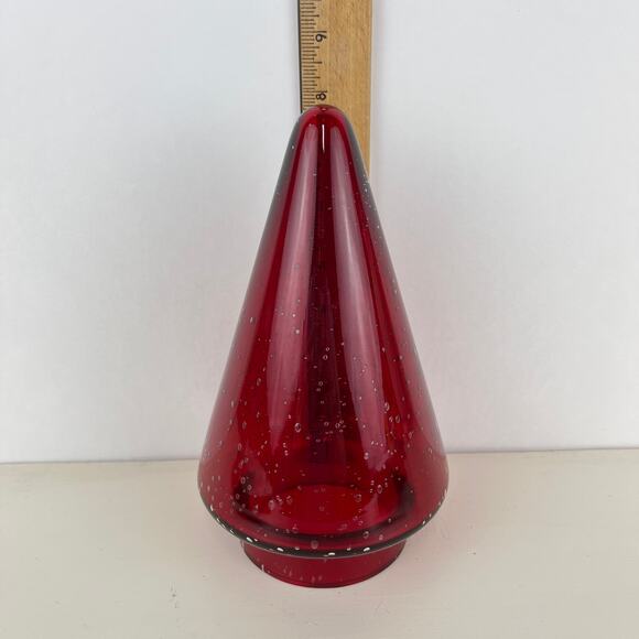 Red Glass Tabletop Christmas Tree Bubble Glass - Picture 4 of 5